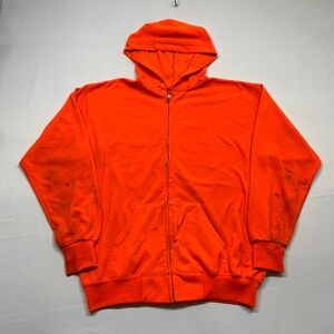 Vintage Orange Blank Zipup Hoodie Size Large